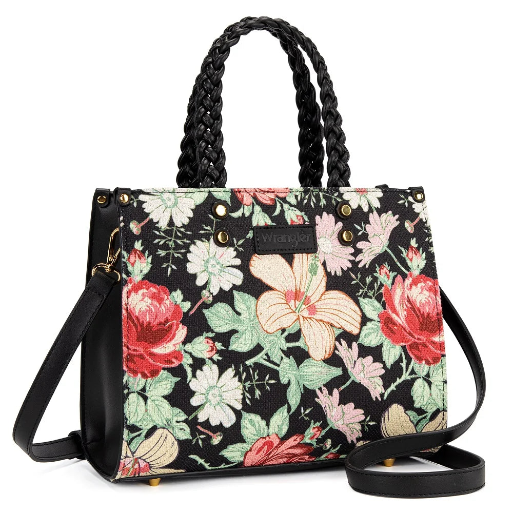 Wrangler Floral Print Braided Tote Bag
