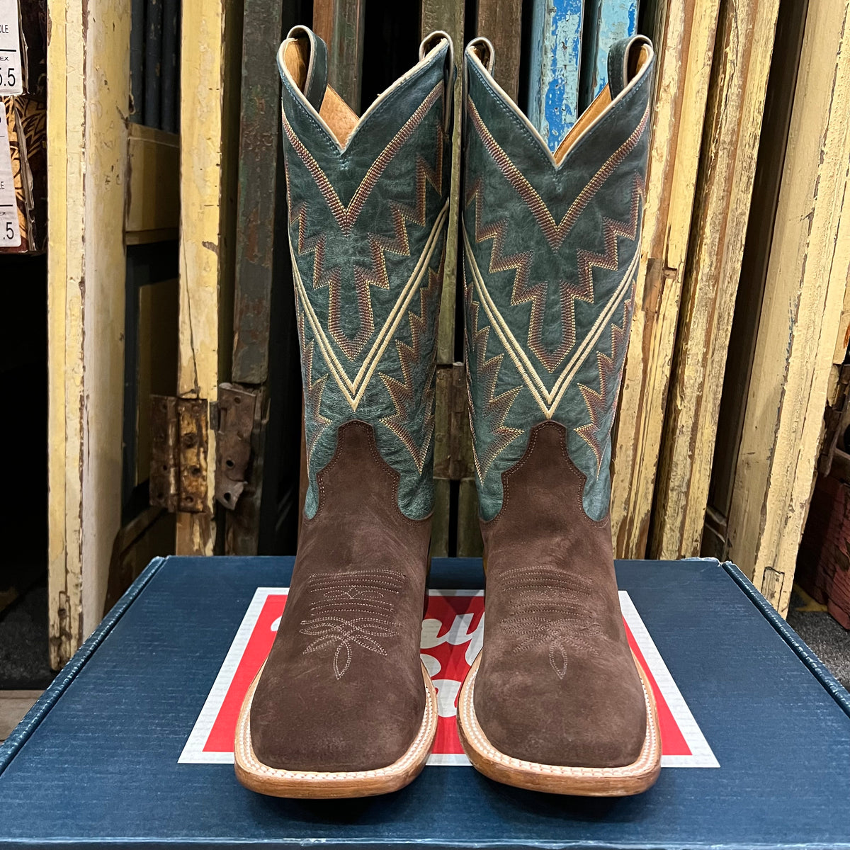 Men’s Tony Lama Chocolate Suede Square Toe Boots-Size 8D
