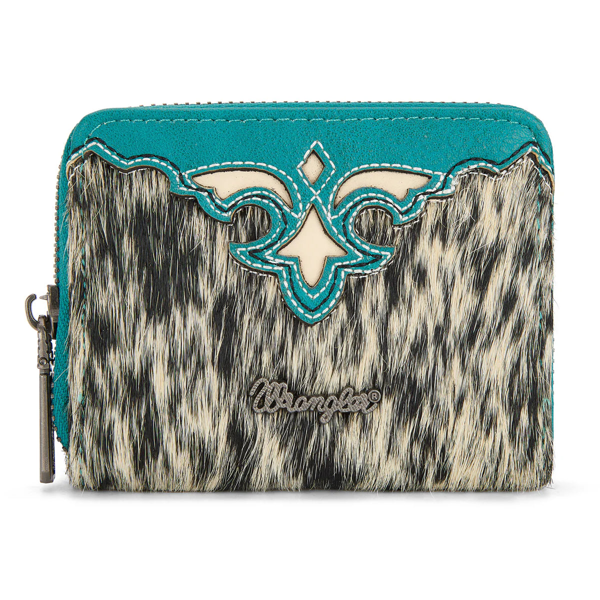 Wrangler Genuine Hair-On Cowhide Zip-Around Wallet