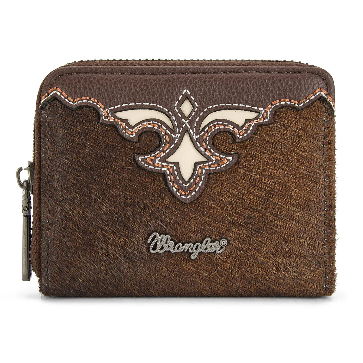 Wrangler Genuine Hair-On Cowhide Zip-Around Wallet
