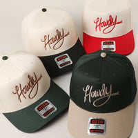 Howdy Embroidered Classic Two-Tone Trucker Hat : RED/NATL / One Size