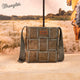 Wrangler Woven Tooled Grid Panel Crossbody Bag