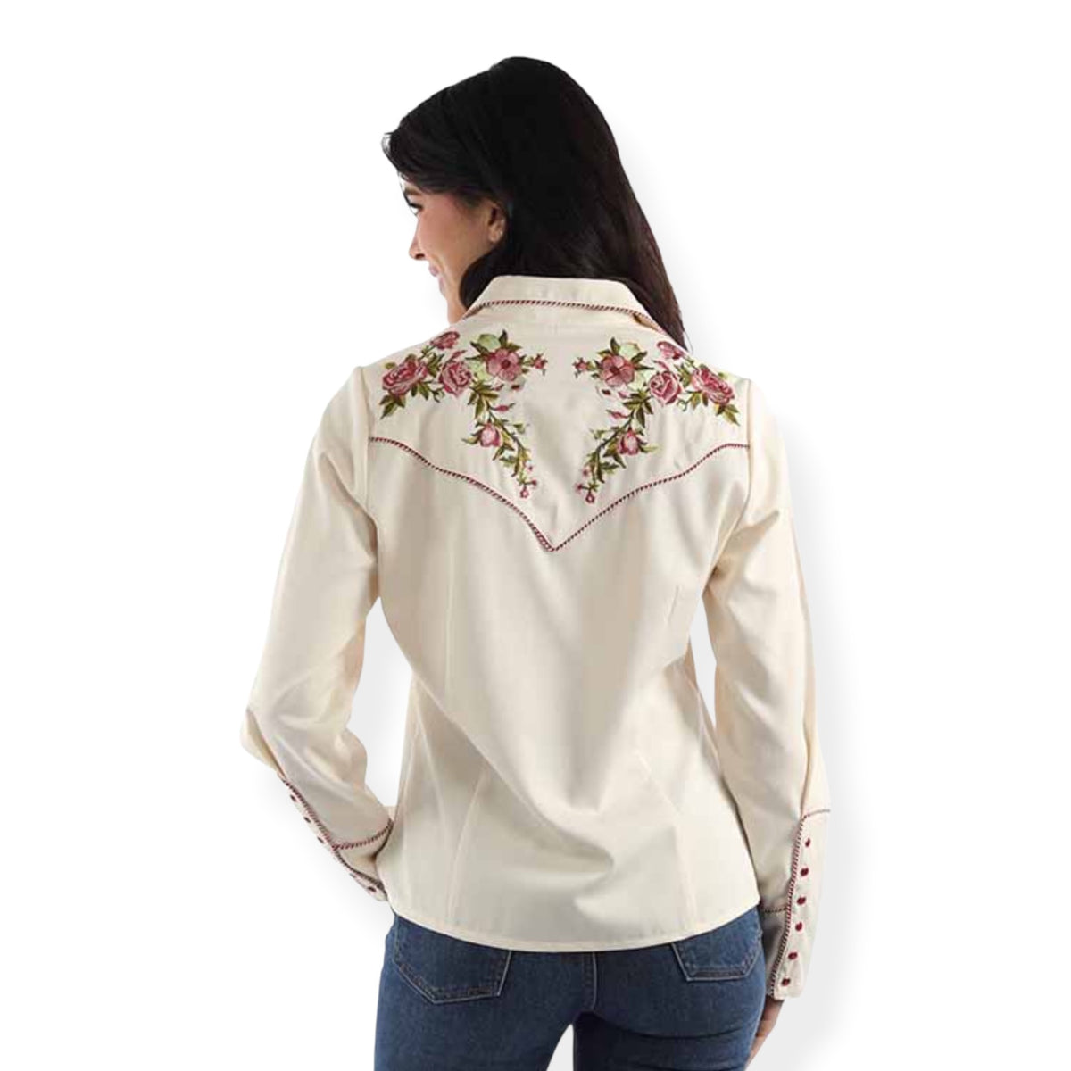 Scully Women’s Embroidered Floral Snap Longsleeve Shirt