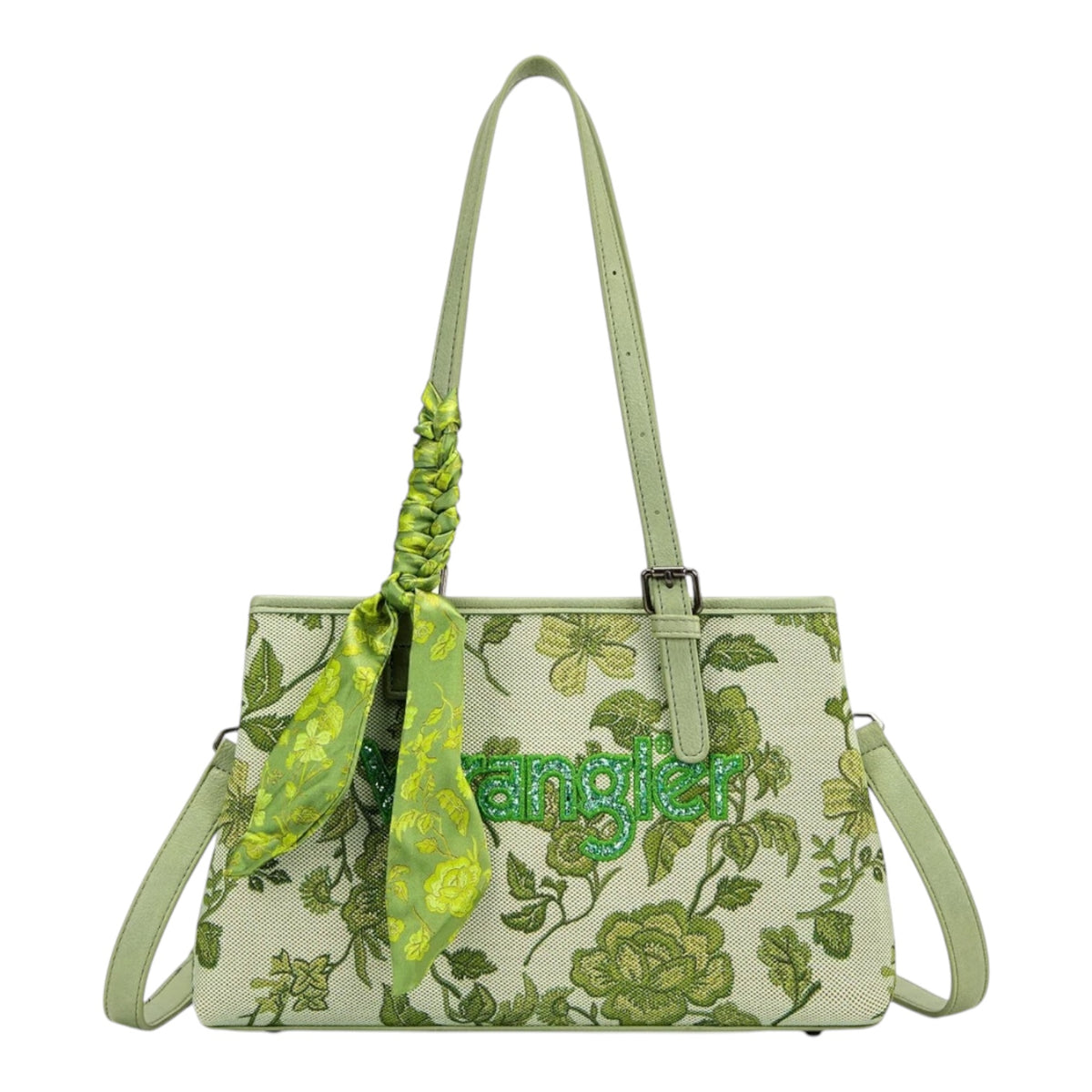 Wrangler Floral Braided Scarf Tote Crossbody Bag