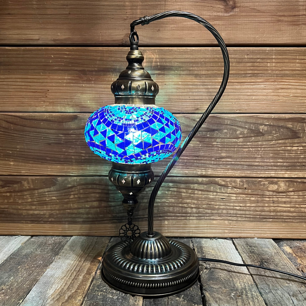 Handmade Half a Heart Turkish Lamps - Light Blue
