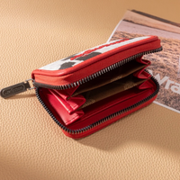 Small Cow Print Zip Wallet In Red