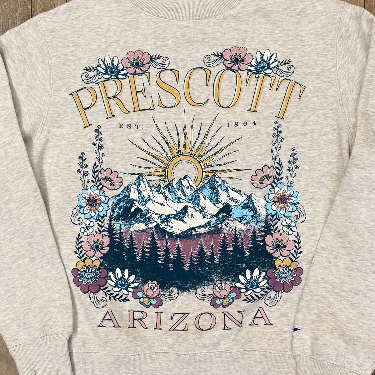 Women’s Prescott Arizona Mountain Scene Mock Neck Sweatshirt