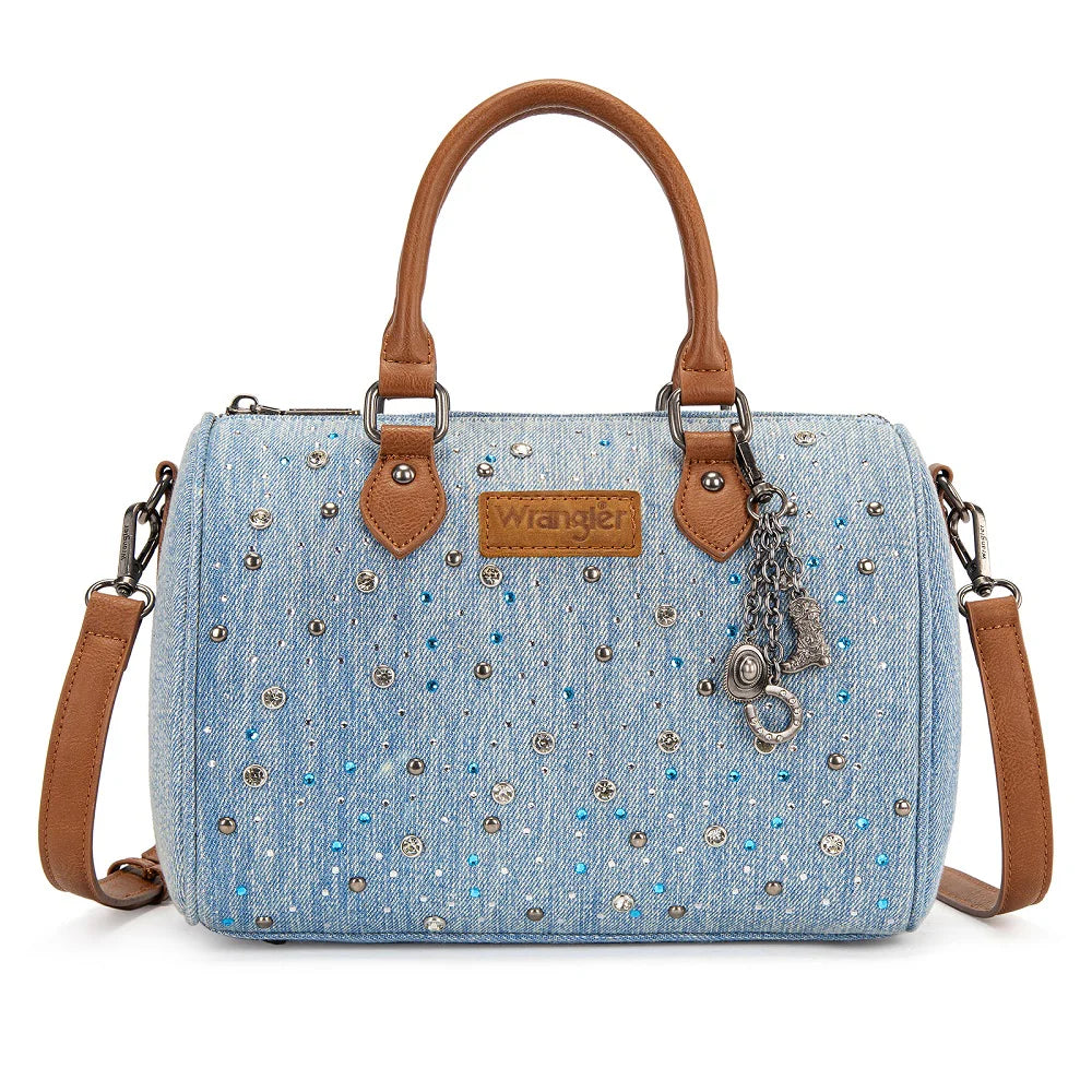Wrangler Rhinestone Denim Boston Bag/Crossbody