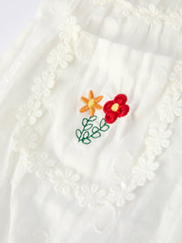 Floral Embroidery Baby Girl Romper With Ruffle Sleeves