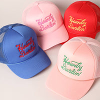 Howdy Darlin' Embroidered Mesh Back Trucker Cap: BLACK / One Size