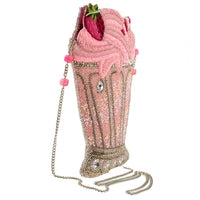 Shake It Up Beaded Pink Milkshake Crossbody HandBag