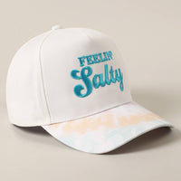 Feelin' Salty Letter Embroidery Tie Dye Trucker Hat: Beige / ONE SIZE