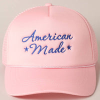 American Made Embroidery Mesh Back Trucker Hat : BABY PINK / ONE SIZE