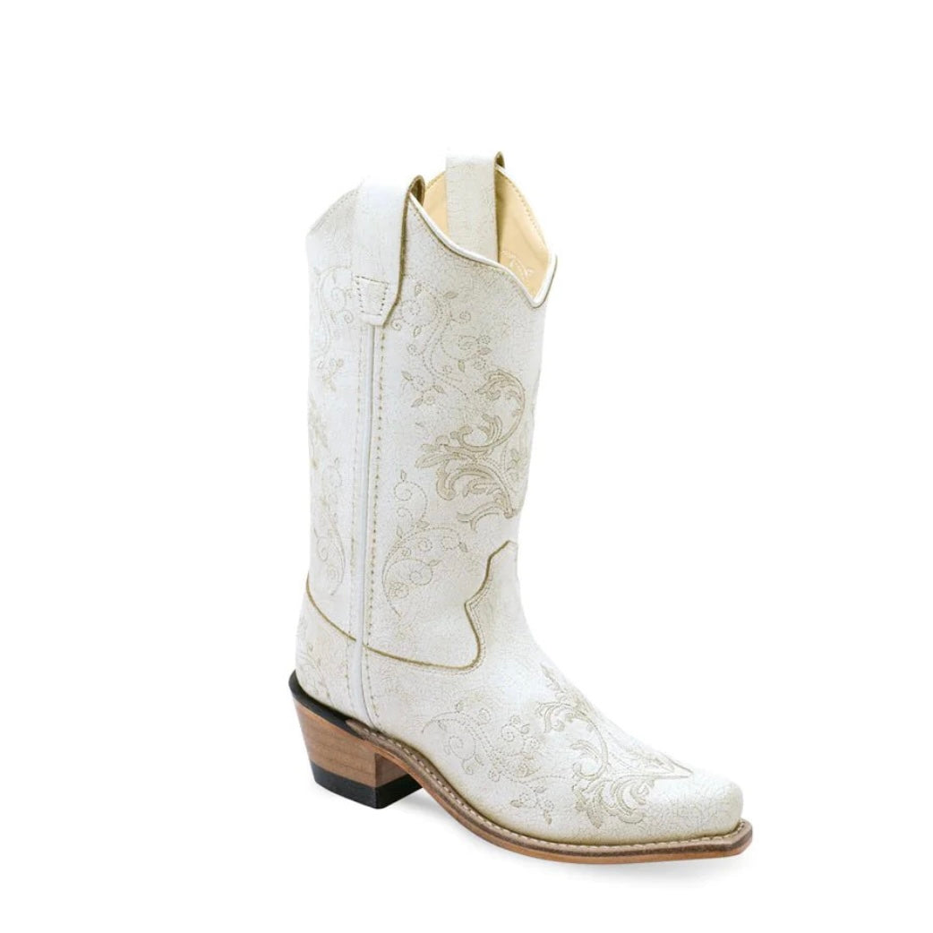 Kid’s Old West White Embroidered Boots - CF8224