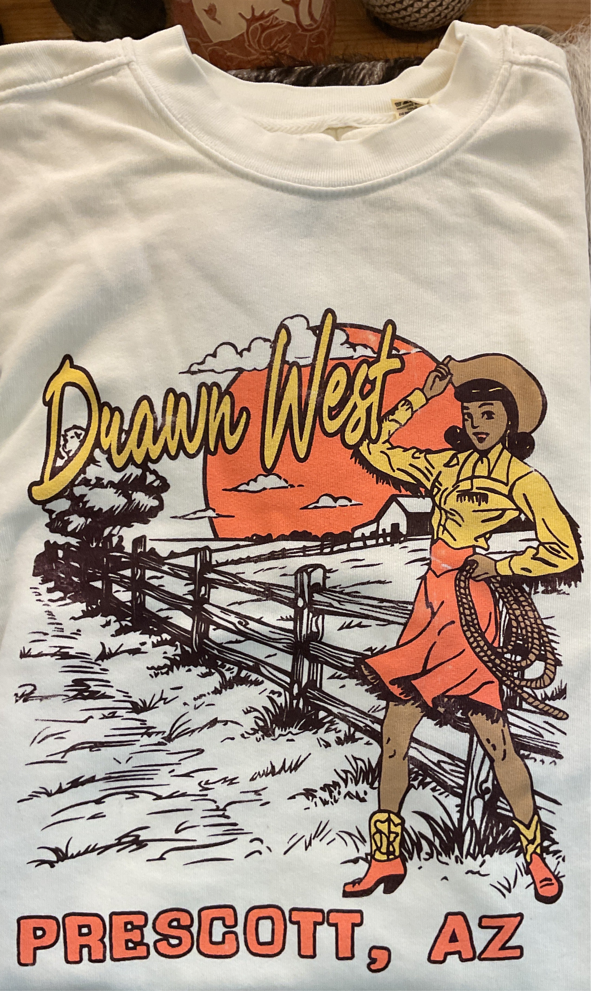 Drawn West Vintage Pin-up Cowgirl Crewneck Sweatshirt