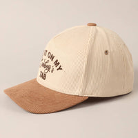 Put It On My Cowboy's Tab Two-Tone Corduroy Cap: Beige / ONE SIZE