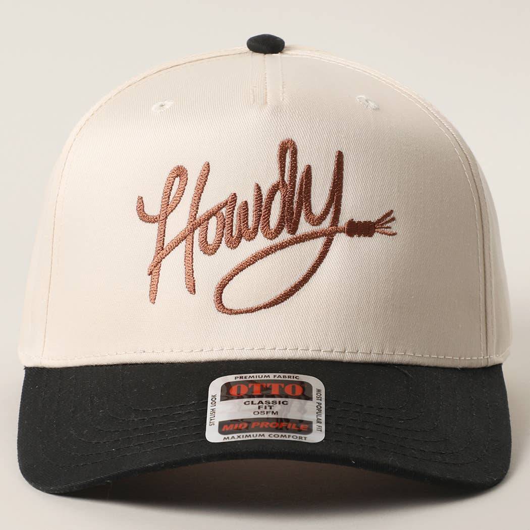 Howdy Embroidered Classic Two-Tone Trucker Hat : RED/NATL / One Size
