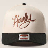 Howdy Embroidered Classic Two-Tone Trucker Hat : RED/NATL / One Size