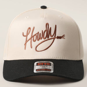 Howdy Embroidered Classic Two-Tone Trucker Hat : RED/NATL / One Size