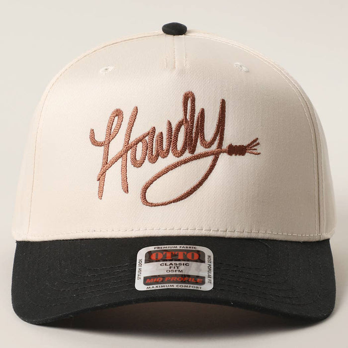 Howdy Embroidered Classic Two-Tone Trucker Hat : Red / One Size