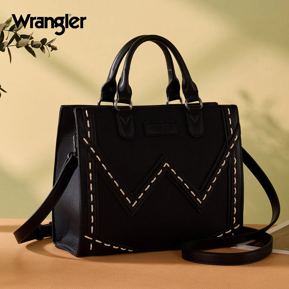 Wrangler Contrast Stitch Chevron Hobo Tote Bag