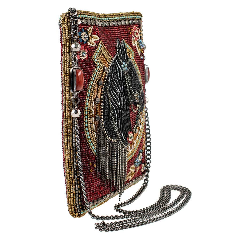 Let's Gallop Beaded Black Horse Mini Crossbody Handbag