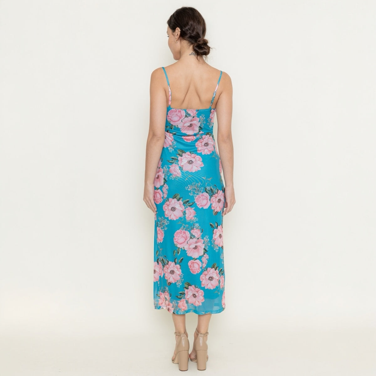 Teal Floral Midi Dress