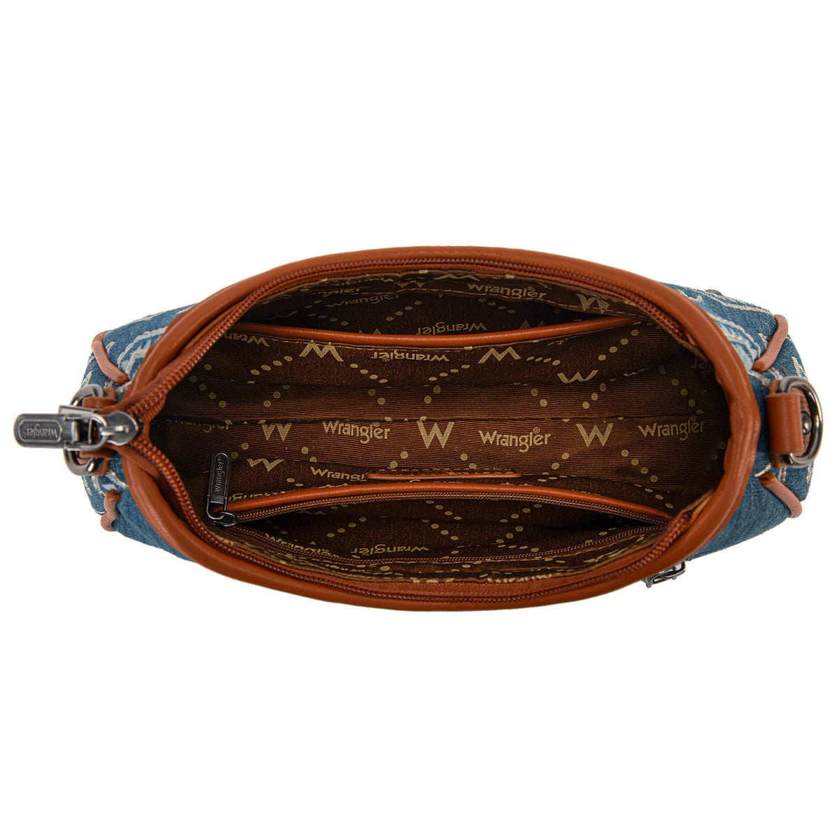 Wrangler Aztec Studded Denim Shoulder Bag with Mini Pouch
