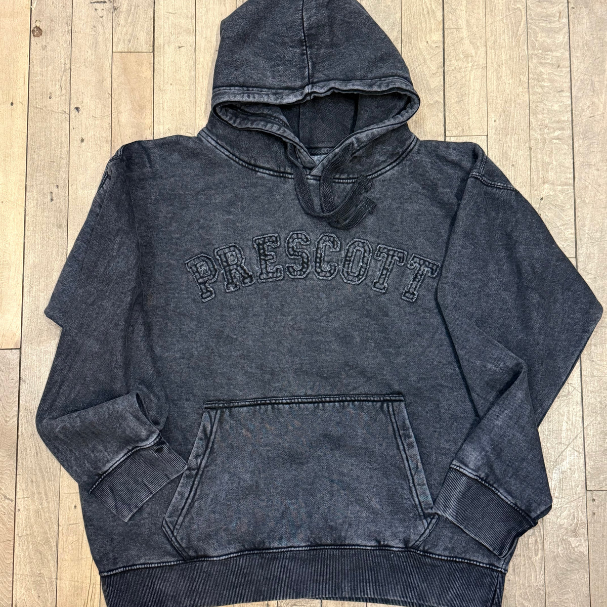 Black Prescott Acid Wash Hoodie