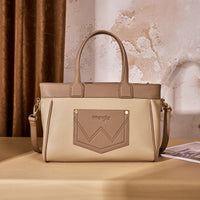Wrangler Color Block Tote with Chain Charm & Mini Pouch
