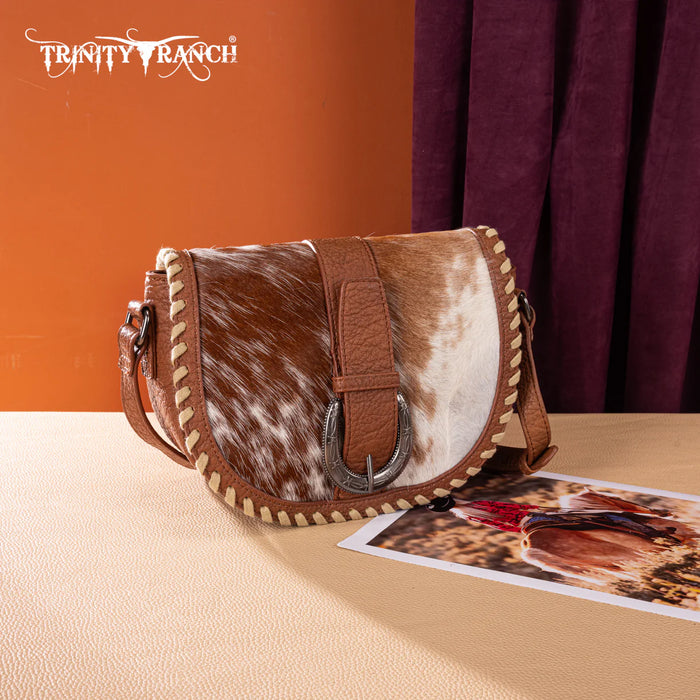 Trinity Ranch Western Cowhide Saddle Crossbody