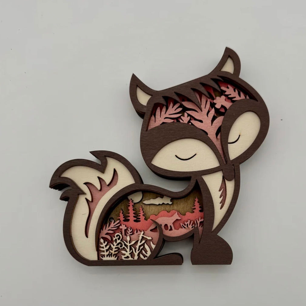 Small Foxy Lady Layered Wood Art