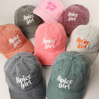 Spice Girl Typography Embroidered Baseball Cap: Coral / One Size