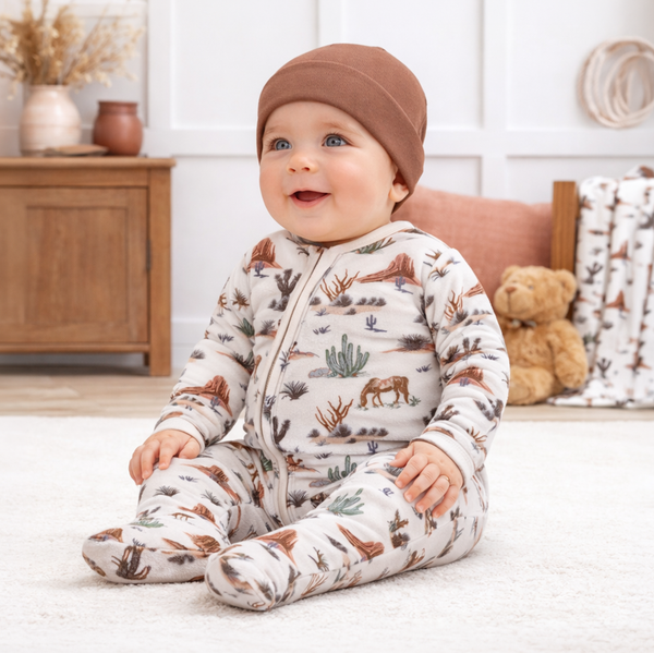 Bamboo Cactus Trails Baby Zipper Romper