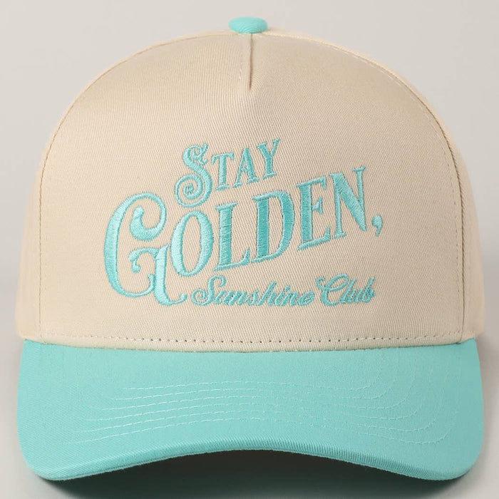 Stay Golden Sunshine Club Embroidery Trucker Hat: Mint / One Size