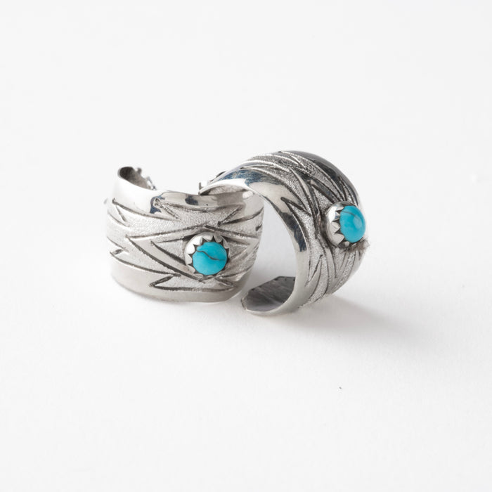 Sterling Silver Navajo Made Turquoise Huggie Earrings