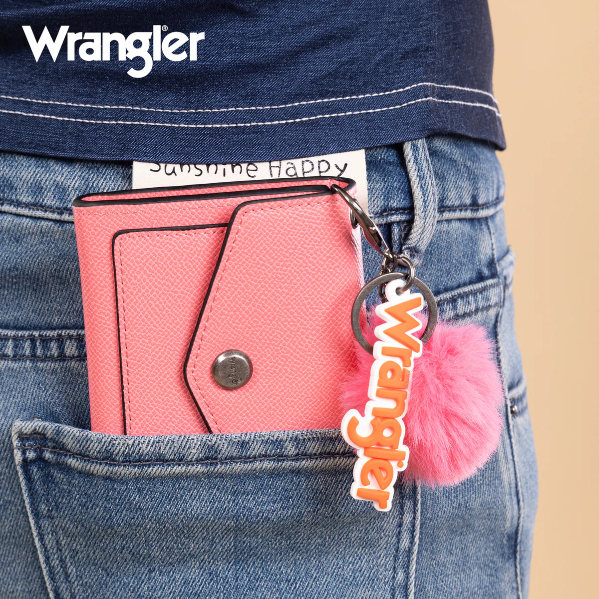 Wrangler Tri-Fold Wallet with Keyring Pom Pom