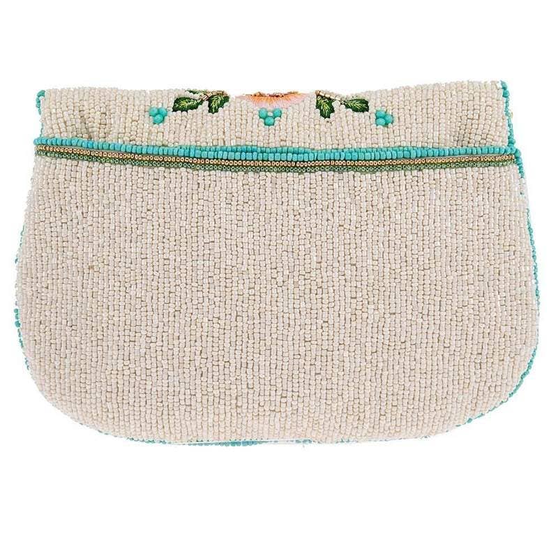 Dream Chaser Ivory Beaded Butterfly Crossbody Clutch Handbag