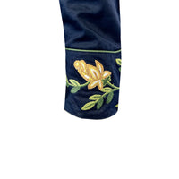 Men's Vintage Navy Floral Crochet Embroidered Western Rockmount Shirt