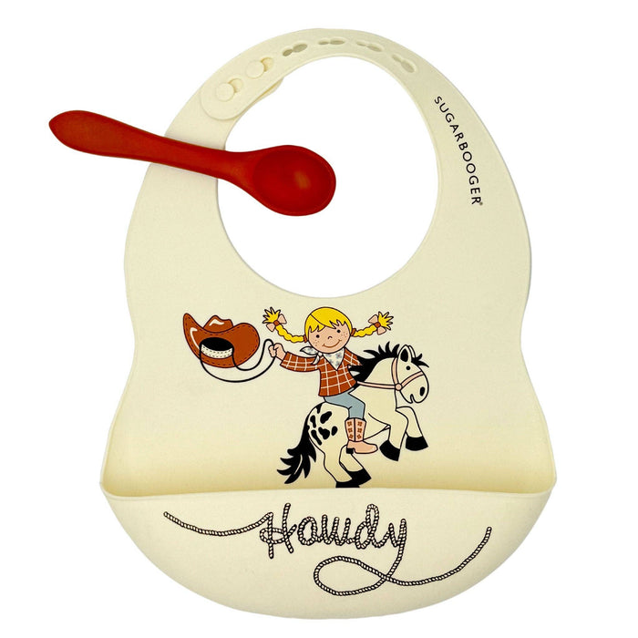 Howdy Cowgirl Fresh & Messy Silicone Bib & Spoon Set