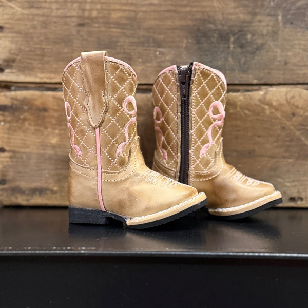 Infant Sand Boots Featuring Pink Bow Embroidery