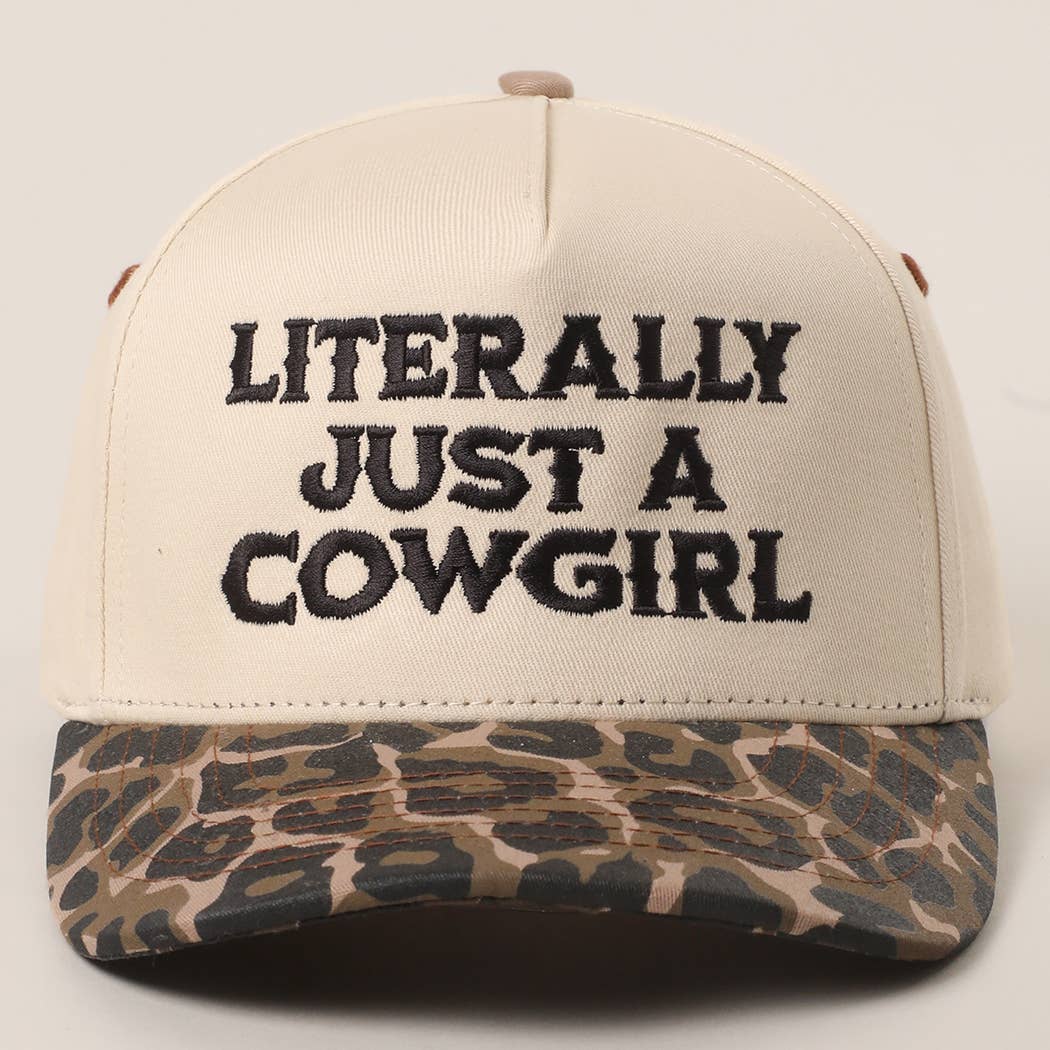 LITERALLY JUST A COWGIRL Leopard Trucker Hat: LEOPARD-BROWN / One Size