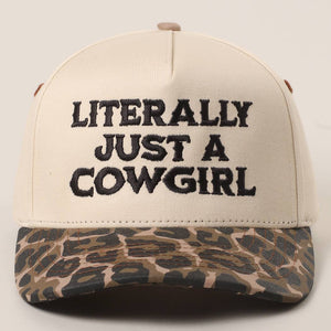 LITERALLY JUST A COWGIRL Leopard Trucker Hat: LEOPARD-BROWN / One Size
