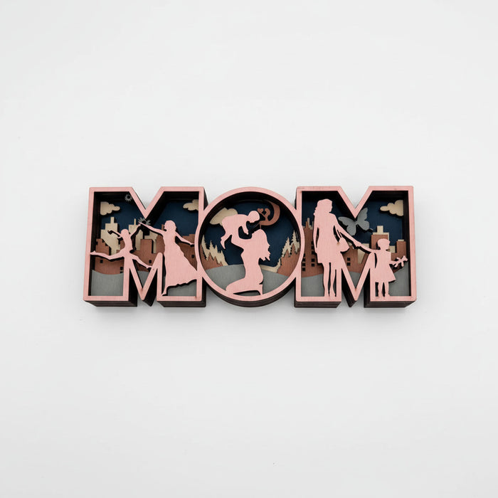 Mom Layered Wood Sign