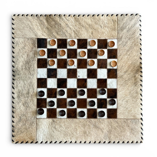Genuine Cowhide Checkers Board