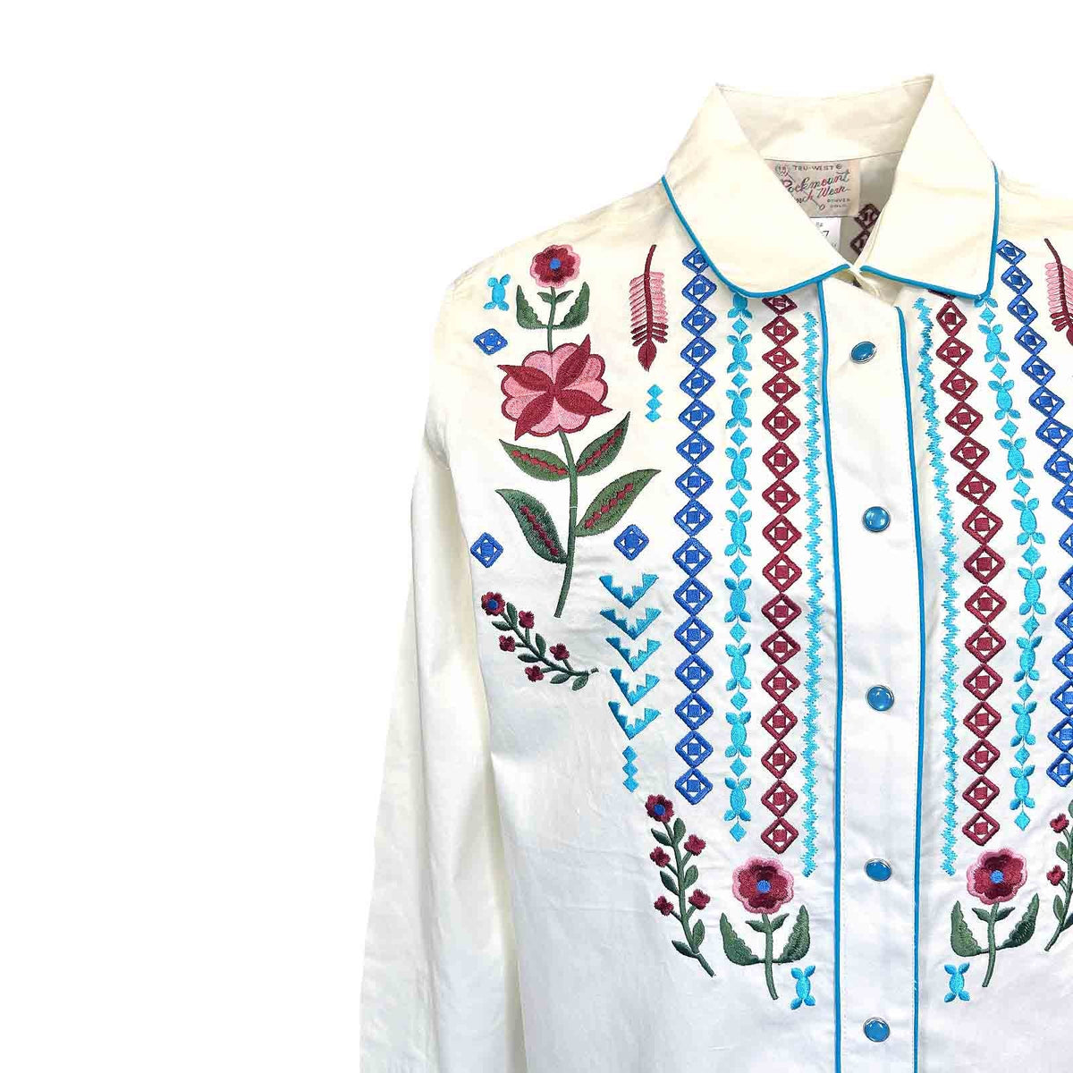 Women’s Ivory Boho Serape Western Rockmount Shirt