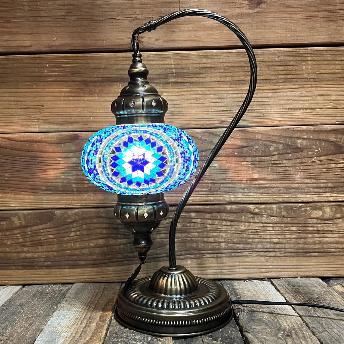 Handmade Half a Heart Turkish Lamps - Light Blue