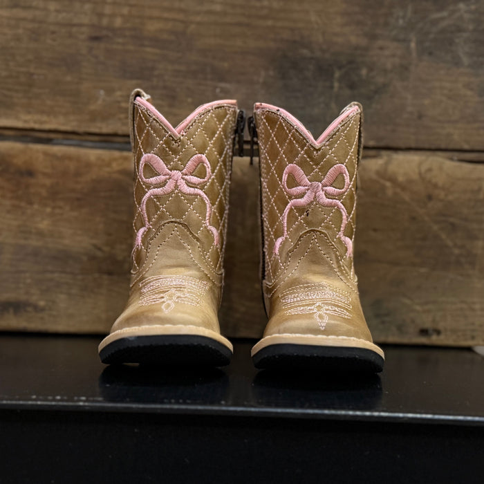 Infant Sand Boots Featuring Pink Bow Embroidery