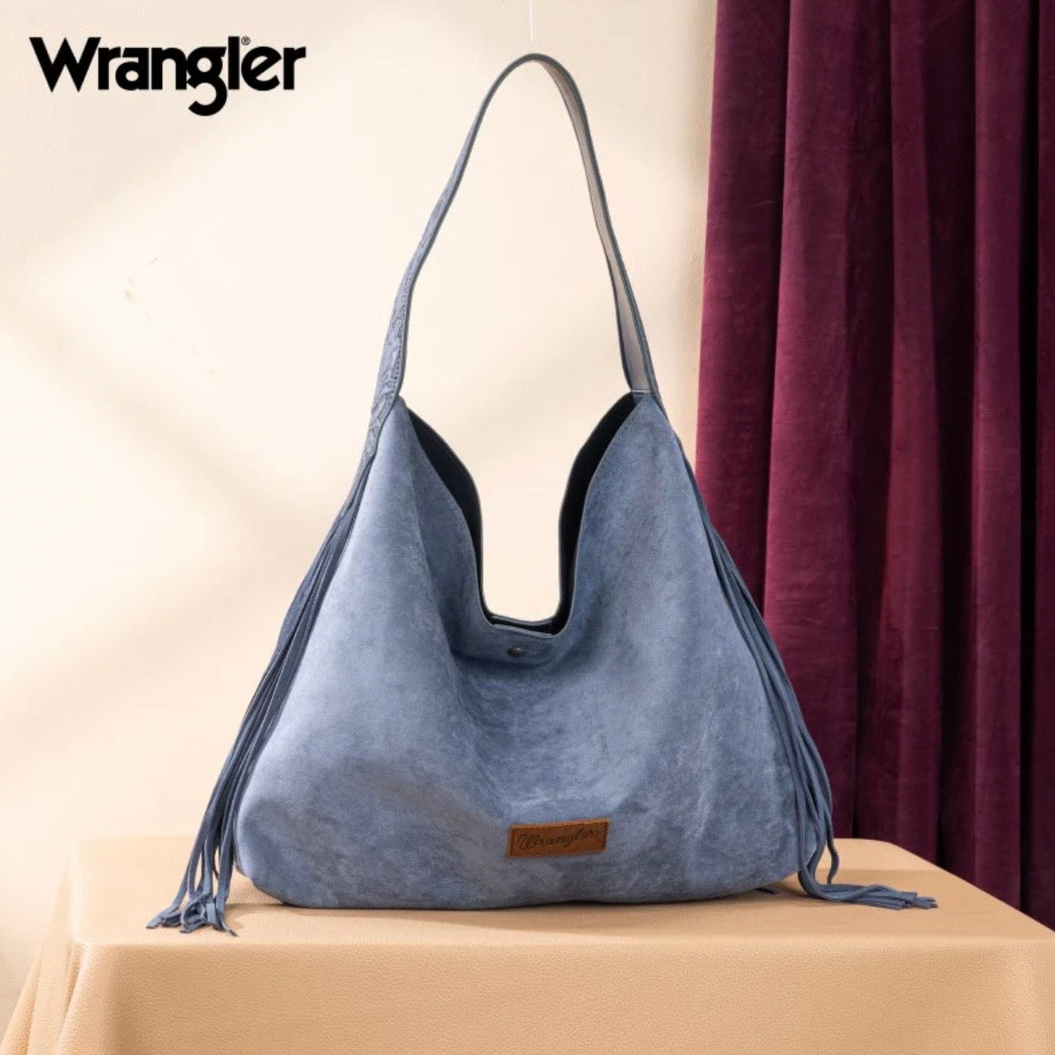 Wrangler Fringe Floral Tooled Hobo Bag