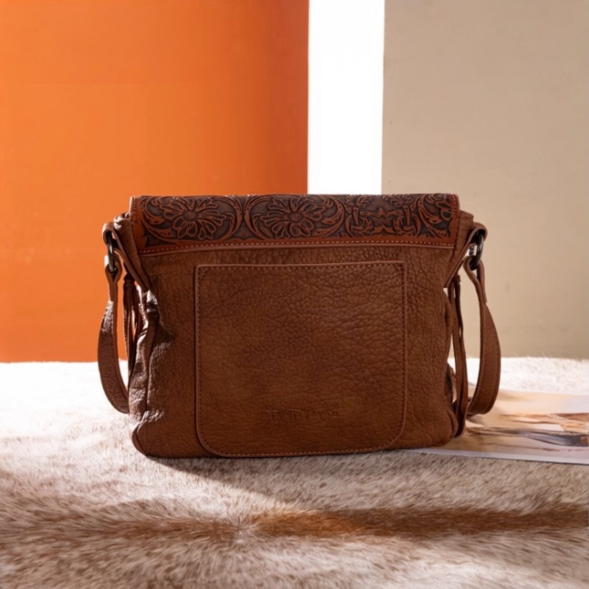 Trinity Ranch Genuine Hair-On Cowhide Tooled Collection Crossbody